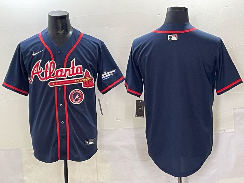 Men Atlanta Braves Blank Drak Blue joint name Nike 2025 MLB Jersey style 06